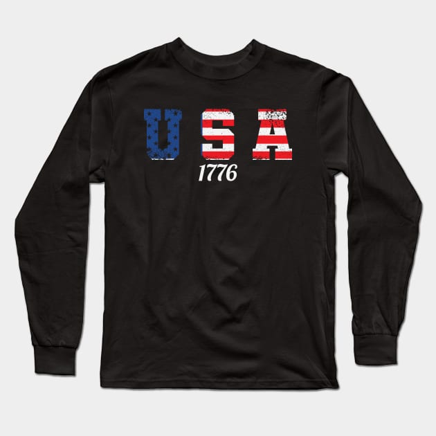 USA 1776 Flag Long Sleeve T-Shirt by Poppa's Designs